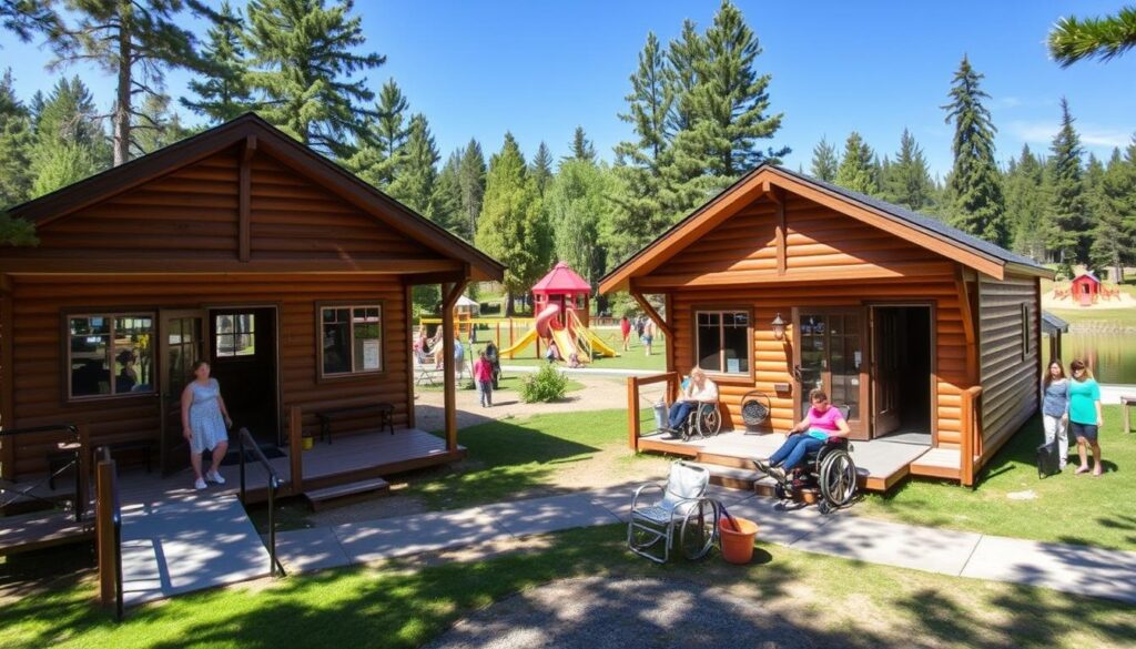 Barrierefreie Familienunterkünfte beim Camping