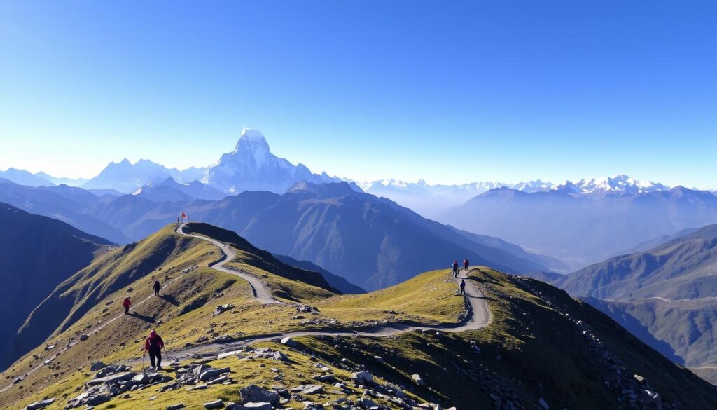 Trekking in den Himalayas Bergsteigen